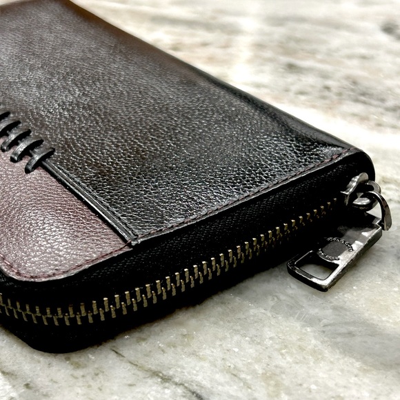 Coach Authentic Sport Calf Leather Whip Stitched Brown/Black Wallet - Picture 8 of 12